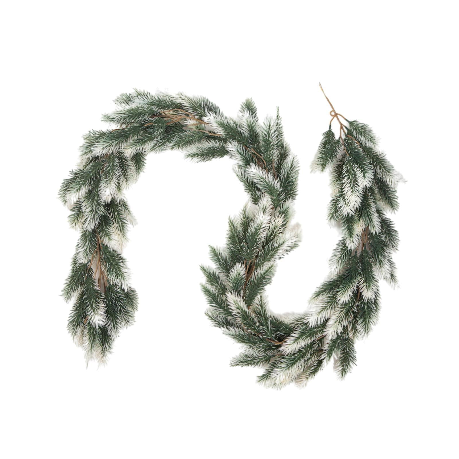 Magideal - Guirnalda Navideña Realista De Enredadera Verde, Decoración Navideña, Guirnaldas Navideñas De Plantas Artificiales Rústicas Para La Puerta De Entrada Verde Flocado