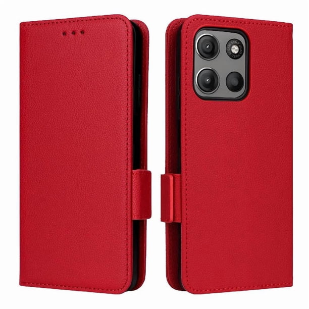Funda Cartera para Motorola Moto G17 Tapa Flip con Ranuras y Soporte Marrón