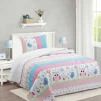 Casadeliacl - Cubrecama Quilt Sherpa 1.5 - Varios Modelos W.M G Azul Claro Rayas