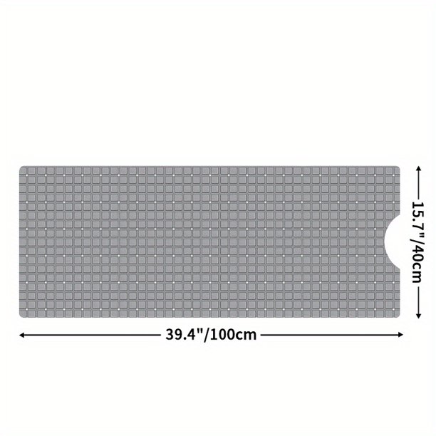 1pc Extra Long Bathtub Mats, Non-Slip Shower Mat With Suction Cups And Drain Holes, Machine Washable Bathroom Mat, 15.7" X 39.4", Bathroom Accessories