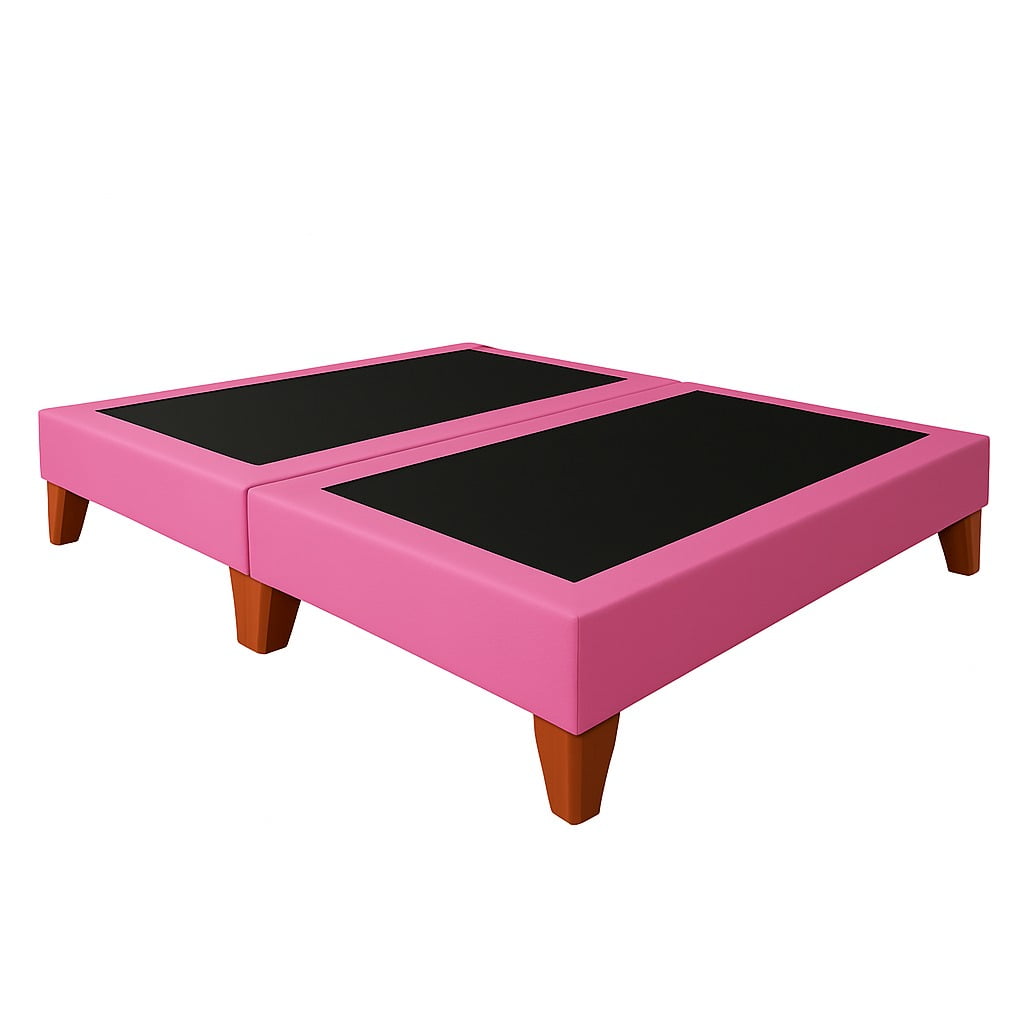 Ethan Desing - Base De Cama 2 Plazas Rosado En Lino