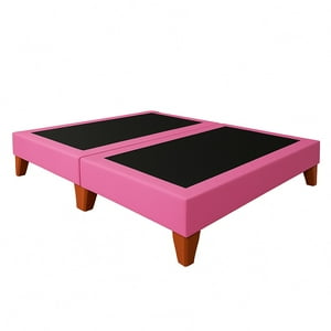 Ethan Desing - Base De Cama 2 Plazas Rosado En Lino