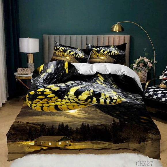 Snake Cobra Gift Quilt Duvet Cover Set Bedclothes Queen Bed Linen3-Piece Bedding Set