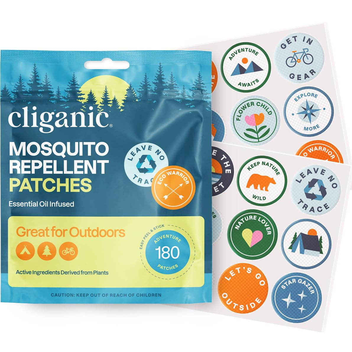 Adhesivos Repelentes De Mosquitos Cliganic, 180 Unidades, Sin Deet