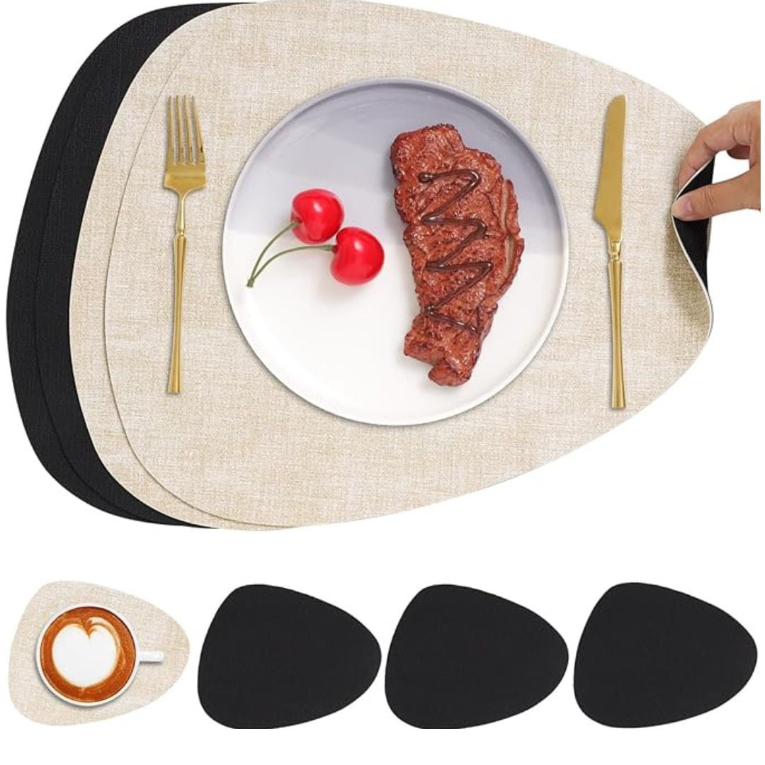 Aura Zeus - Set 4 Individuales + 4 Posavasos Impermeables Antimanchas 2 En 1