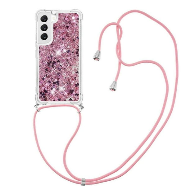 Funda FOXDOCK para Samsung Galaxy S22 Plus con Cuerda Ajustable, Brillo Líquido, Protección Antigolpes y Lente – Ideal para Regalo