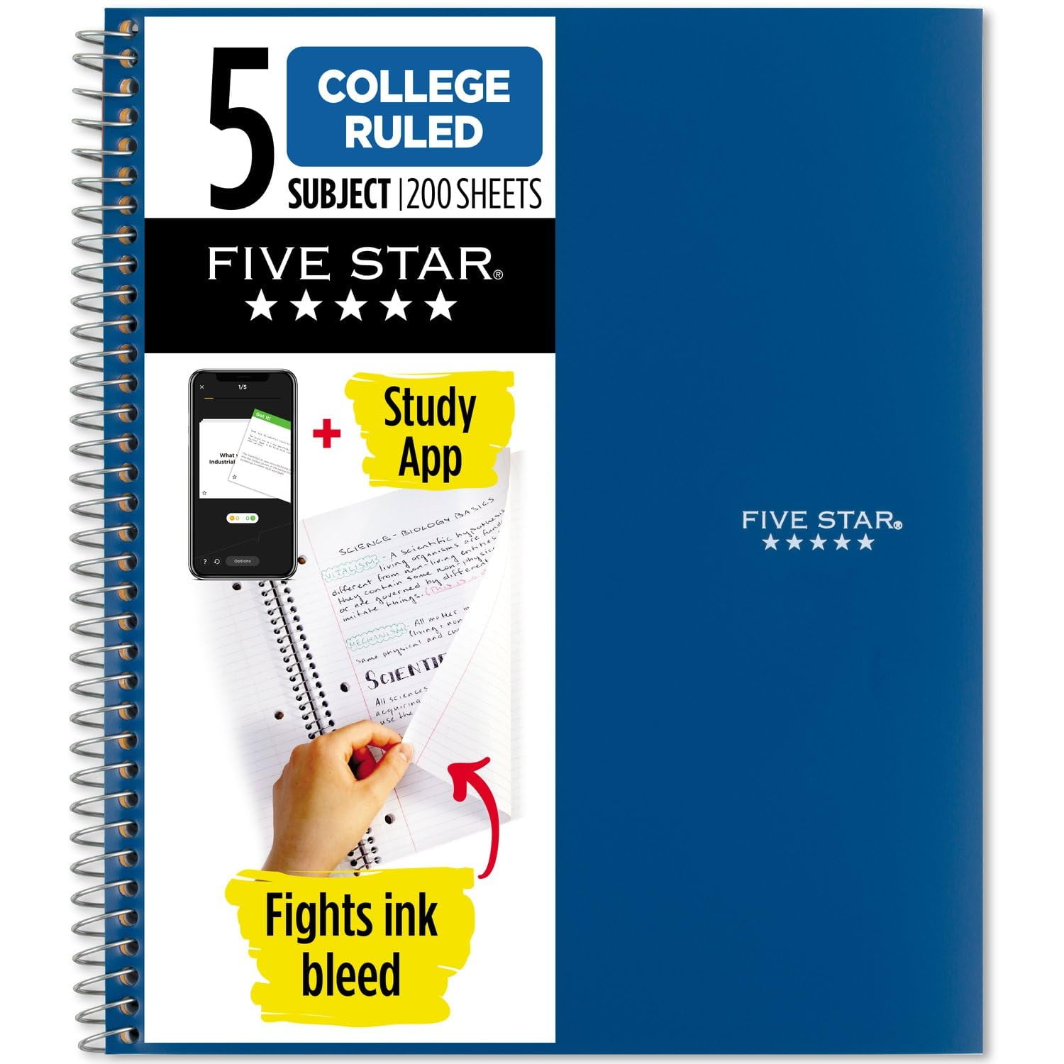 Cuaderno Five Star Spiral, 5 Asignaturas, A Rayas Universitarias, 200 Hojas
