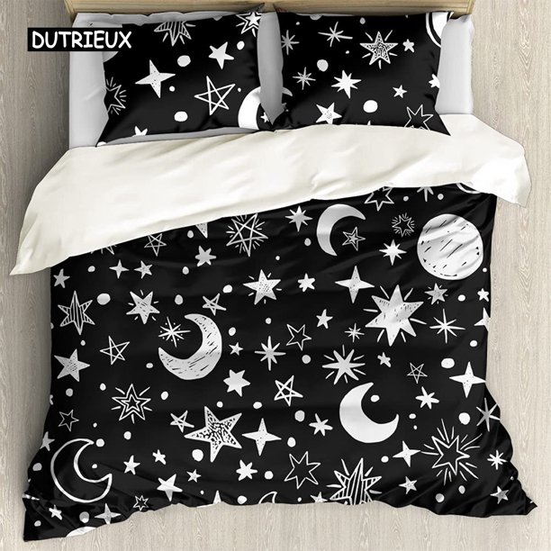 x2294 Bed SheetsStar Twin Bedding Set /Night Sky Polyester Bed Cover Kid Duvet Cover Set Dark Blue Galaxy Bedclothes 3-Piece Bedding Set (1 Duvet Cover + 2 Pillow Shams) nj2294