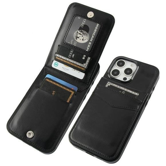 Funda Tipo Cartera Kihuwey Compatible iPhone 16 Pro Max Negro