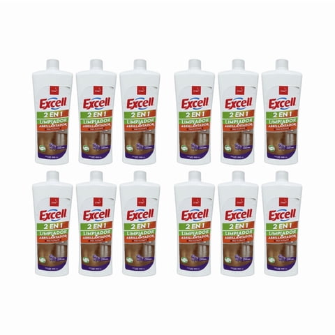 Pack 12 Limpiador Y Abrillantador 2 En 1 Excell 900Ml Pisos Flotante