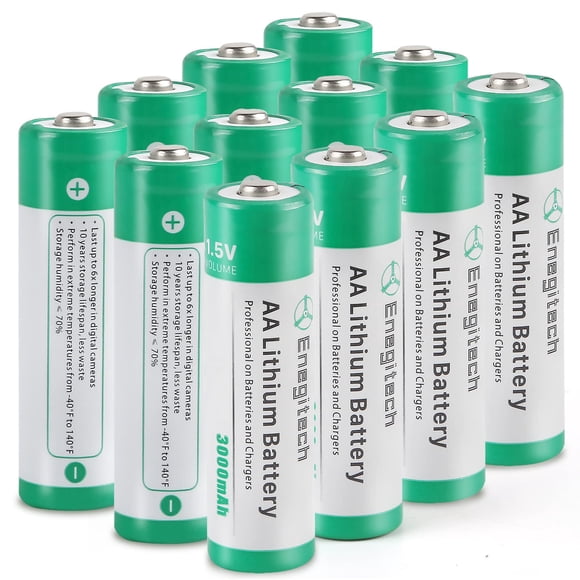Batería AA de Litio Enegitech 1,5V 3000mAh No Recargable (12)