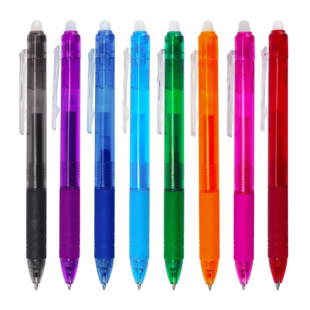 Bolígrafos de gel Bribobo retráctiles y borrables de punta fina de 0,7 mm, paquete de 8
