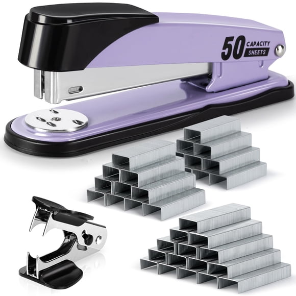 Stapler Deli Heavy Duty, tira completa con capacidad para 50 hojas, color morado