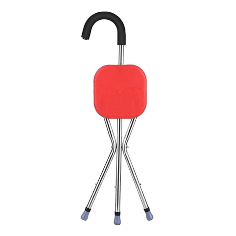 Ioensy - Bastón Con Silla Plegable Capacidad De 100 Kg Para Personas Mayores Abuela Handicap Rojo