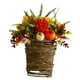 thumbnail image 5 of Cesta de flores para colgar en la pared, decoración para puerta de entrada, corona de cosecha otoñal, 35 x 35 cm, flores artificiales decorativas, temática de calabazas peonías de calabaza, 5 of 5