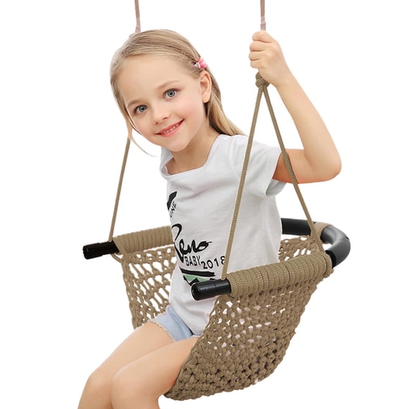 Columpio para niños pequeños con cuerda giratoria PECUBE, tejido a mano