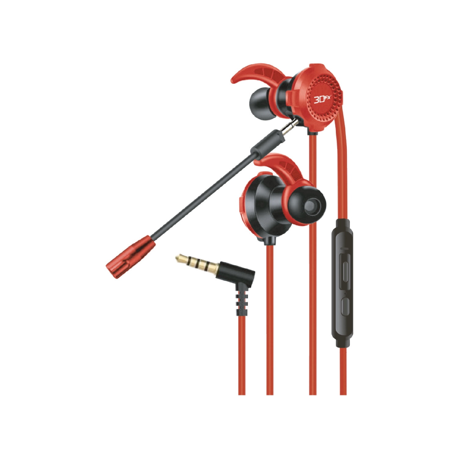 3Dfx - Audifonos Gamer In-Ear Battle Con Mic Desmontable 3.5 Mm Rojo