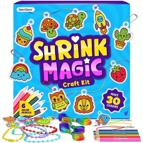Kit de manualidades Dan&Darci Shrinky Magic con 30 dijes para niños