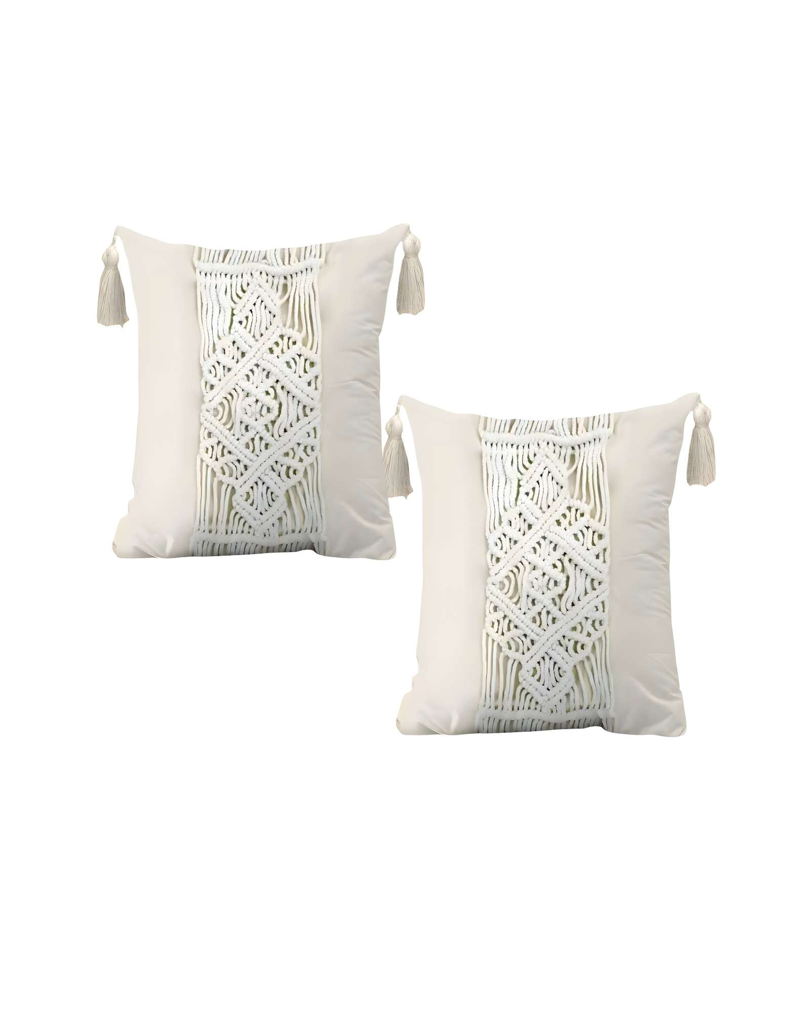 Genérico - Set De 2 Fundas De Cojin Estilo Bohemio 45X45 Cm Blanco 03