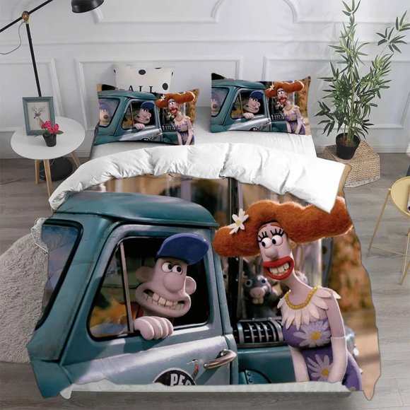 wallace and gromit dog Cartoon movie Poster Duvet Cover Sets, Wallace & Gromit Bedding Sets Kids Adult Size Bed Sheets