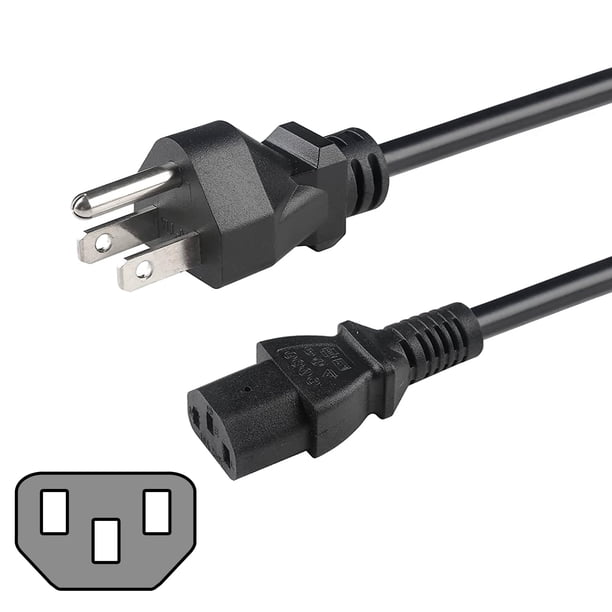 Cable de alimentación para computadora universal de alta resistencia con certificación UL de SatelliteSale, macho NEMA 5-15P a hembra IEC C13/C14, cable universal de PVC negro de 4,5 m