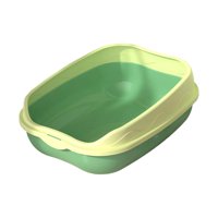 Ioensy - Caja De Arena Para Gatos Resistente A Las Manchas, Grande, Semicerrada, Con Parte Superior Abierta, Color Amarillo Y Verde