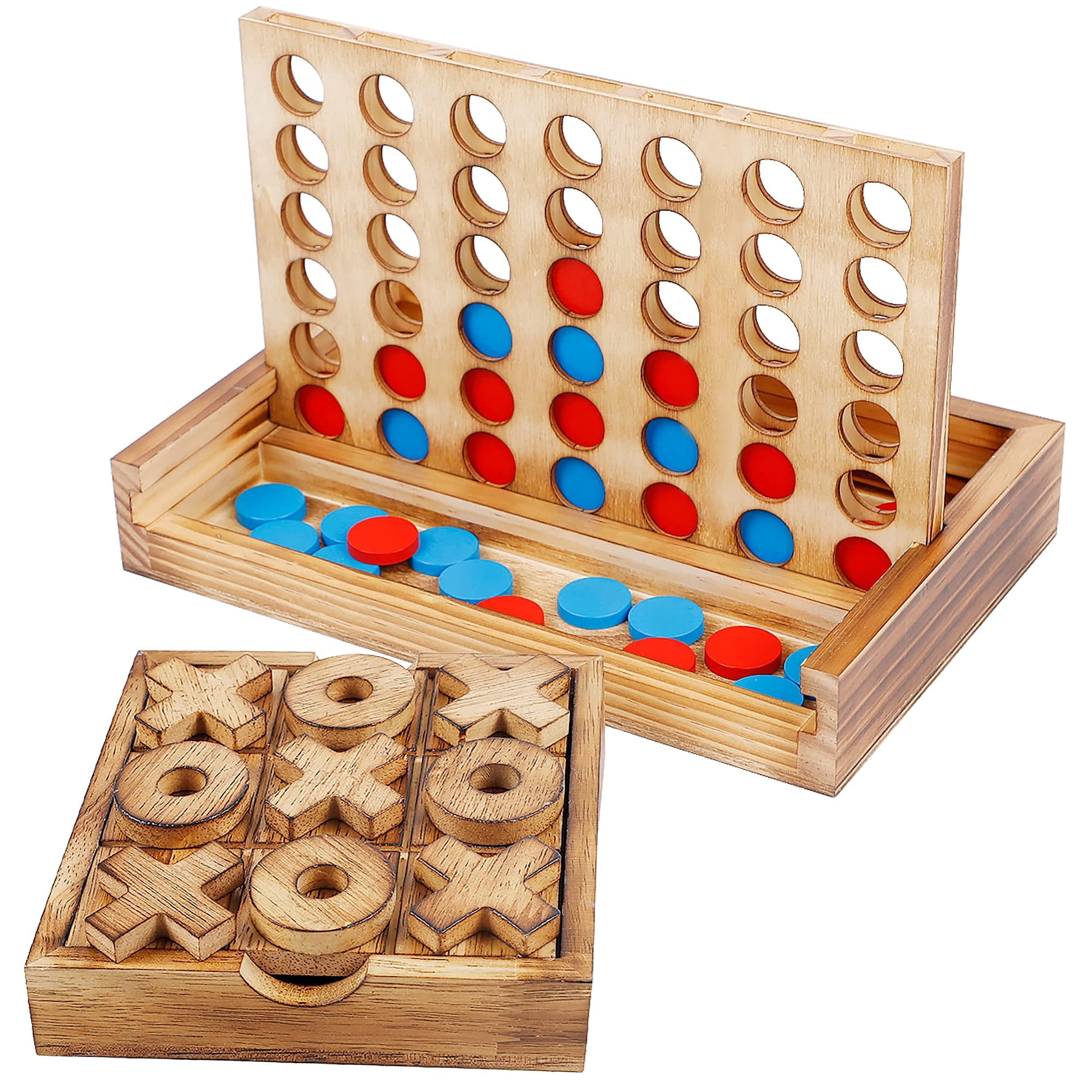 Set De Juegos De Mesa Glintoper Tic Tac Toe Y 4 In A Row Wood