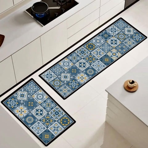 Wyj Hogar - Set De 02 Alfombra De Cocina Impermeable De Cuero Nappa Md01