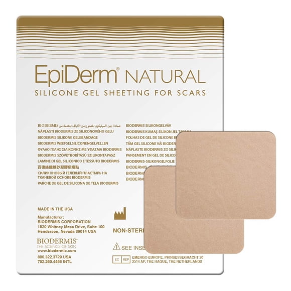 Parche de silicona para cicatrices Biodermis Epi-Derm 2 x 2.5 pulgadas (1 par)