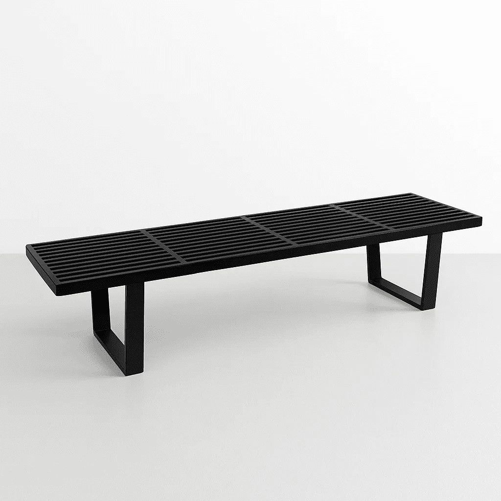 Klik Muebles - Banqueta De Madera Y Metal George Nelson 160cm - Negra