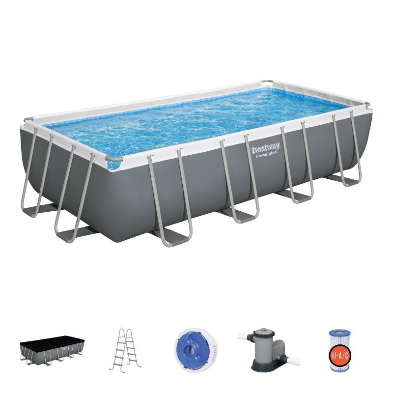 Piscina Power Steel Gris 5.49M X 2.74M X 1.22M Pool Set