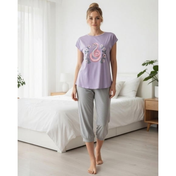 Pijama Mujer Algodón Estampado Snake gris S