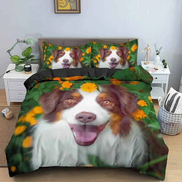 ed Pet Cute Dog Bedding Set Boys Girls Duvet Cover Pillowcase Bed Kids Adult Fashion Home Textileextile Bed Sheets