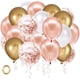 thumbnail image 1 of Globos de látex con confeti de oro rosa, paquete de 50 globos de oro blanco de 12 pulgadas, globos de cumpleaños con cinta dorada para decoraciones de fiesta, boda, despedida de soltera $ Globos de lá, 1 of 7