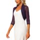 thumbnail image 4 of INSPIRE CHIC Bolero de Mujer Semi Transparente con Mangas 3/4 Cárdigan Corto Púrpura 3XL, 4 of 6