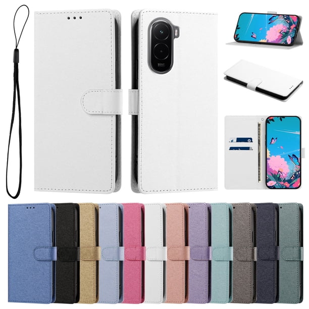 Cartera para Xiaomi Poco M7 4G con Soporte y Correa, Blanco