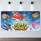 thumbnail image 2 of Super Wings Fondo Temático Pancarta Suministros de Decoración para Fiesta de Cumpleaños, Decoración de Fondo de Fiesta Personalizado,150x90cm, 2 of 6