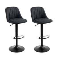 Global Latin Group - Pack 2 Silla De Bar Moderna Regulable Asiento Tapizado Y Base Metálica Gris