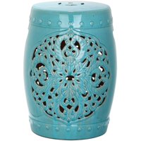 Taburete De Jardín Safavieh Flora De Cerámica Esmaltada Azul