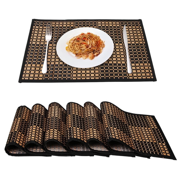Mantel de mesa MARSCOOL 30x44 cm de bambú tejido - Pack de 6 negro