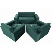 Muebles New - Juego De Living Dos Verde Felpa