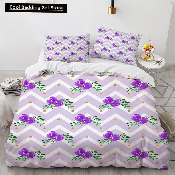 x2482 Bed SheetsSunflower Duvet Cover Striped Floral Bedding Set for Kids Teens Adults Colorful Flowers Polyester Quilt Cover 3-Piece Bedding Set (1 Duvet Cover + 2 Pillow Shams) nj2482