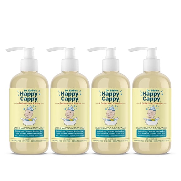 Shampoo y Gel de Baño para Bebé Happy Cappy 237 ml Paquete de 4