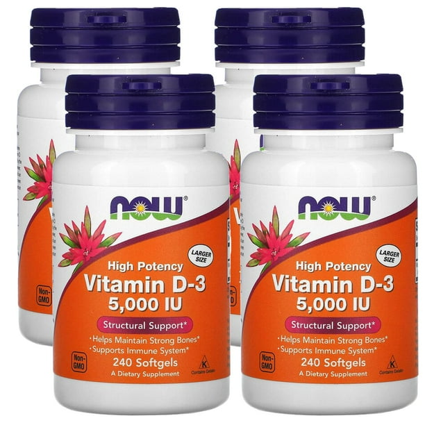 Suplemento Vitamina D-3 Now Foods 5000 UI 240 Cápsulas Blandas | Lider