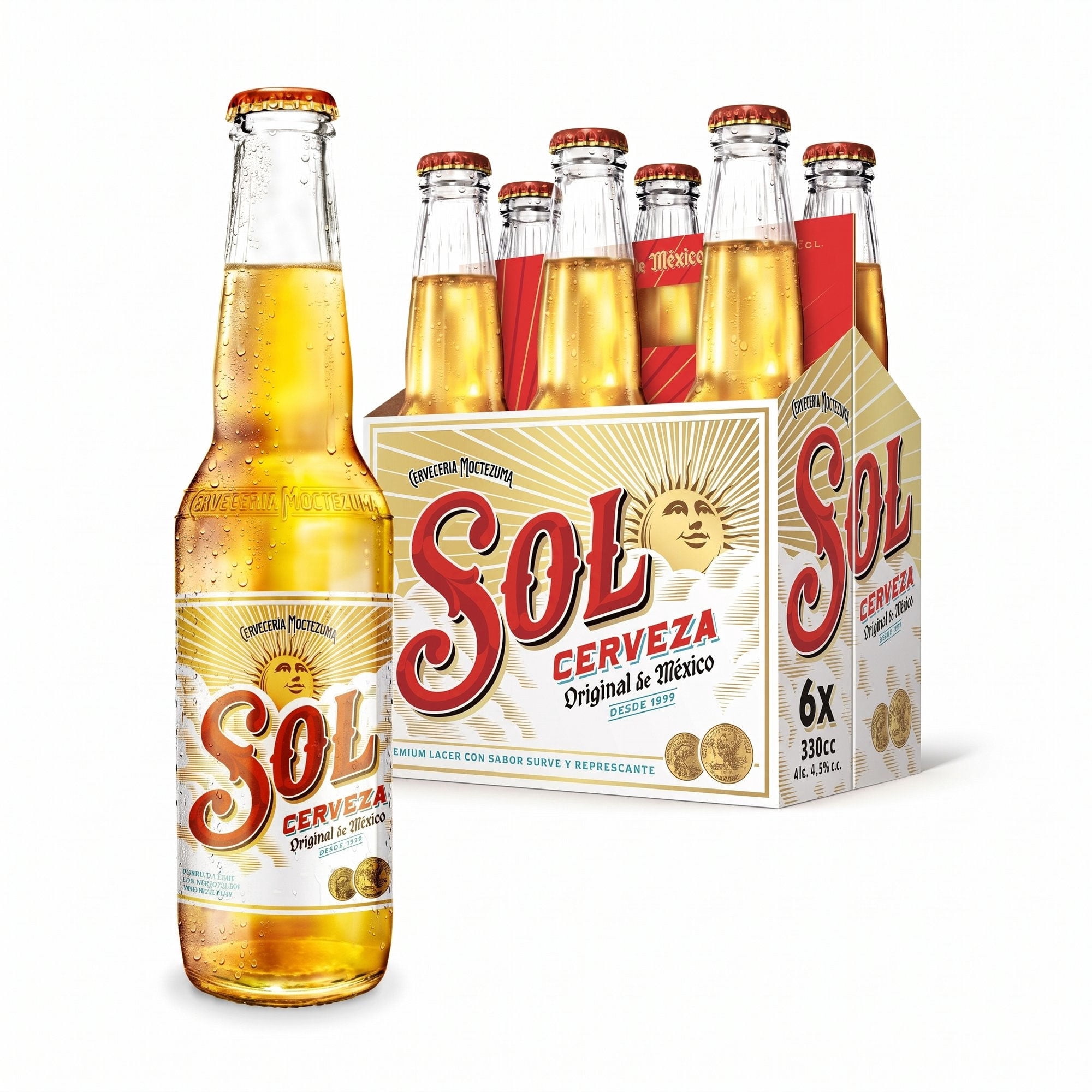 Cerveza Lager 4,5° Pack 6 Botella 330 ml SOL