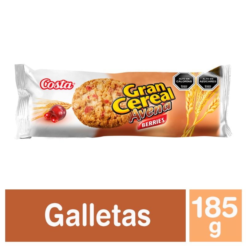 Galletas Gran Cereal Avena Berries Bolsa 185 g Costa