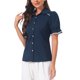 thumbnail image 4 of INSPIRE CHIC Blusa Vintage con Cuello Peter Pan para Mujer 2023 Camisa de Manga Corta con Botones XL Azul Marino, 4 of 6