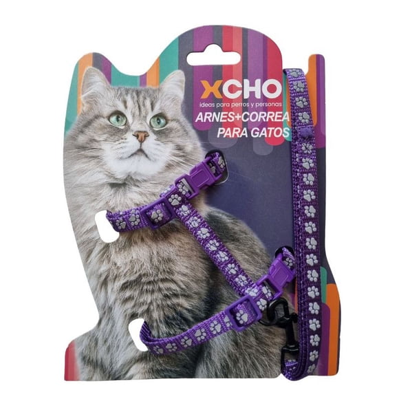 Arnes Pechera Xcho + Correa Para Gatos Mascota Pequeñas Xs (Morado)