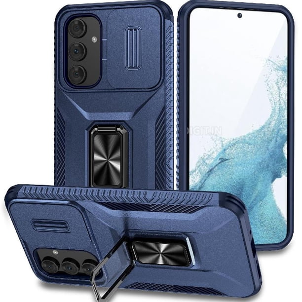 Funda Armada para Samsung Galaxy A54 5G con Tapa Deslizante y Soporte Magnético Giratorio Azul