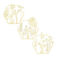 Magideal - 3 Piezas De Decoración De Flores De Metal, Adorno Artesanal Decorativo, Juego De Flores Artísticas Doradas Para Sala De Estar, Baño, Puerta, Bar, Dorm